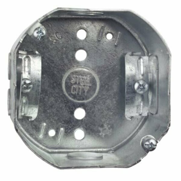 Steel City Electrical Box, 22.5 cu in, Octagon Box, Steel, Octagon 54171N-25